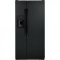 GE - 23.2 Cu. Ft. Side-by-Side Refrigerator with External Ice & Water Dispenser - High gloss black