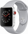 Apple - Apple Watch Series 3 (GPS + Cellular), 42mm Silver Aluminum Case with Fog Sport Band - Silver Aluminum