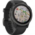Garmin - fēnix 6S Sapphire Smartwatch 42mm Fiber-Reinforced Polymer - Carbon Gray DLC with Black Silicone Band