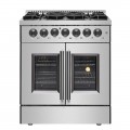 Forno Appliances - Galiano 4.32 Cu. Ft. Freestanding Dual Fuel Range with French Doors and Convection Oven - Stainless Steel