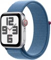 Apple Watch SE (GPS + Cellular) 40mm Silver Aluminum Case with Winter Blue Sport Loop - Silver