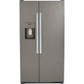 GE - 25.3 Cu. Ft. Side-by-Side Refrigerator with External Ice & Water Dispenser - Fingerprint resistant slate